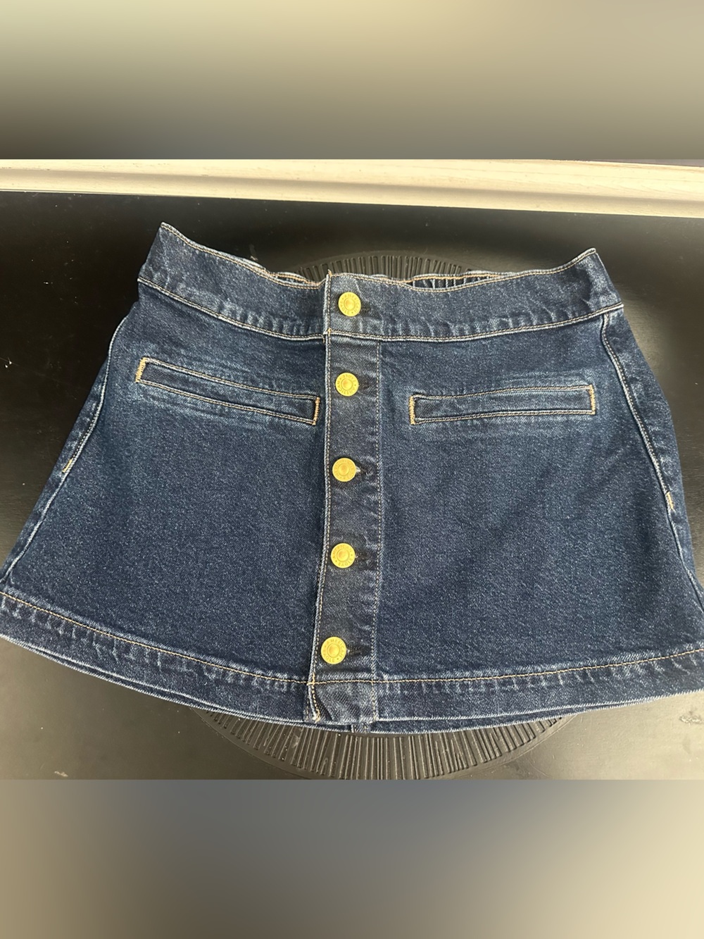American Eagle Outfitters Dark Blue Denim Button-Front Mini Skirt